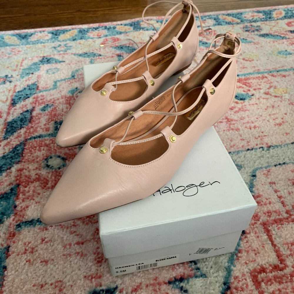 Halogen  Blush Nappa Tie Flats
